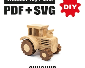 木製ギアトラクターおもちゃの設計図：DIYオートマトンスクロールソー