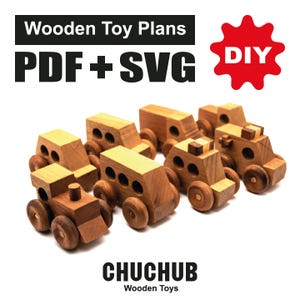 Plany zabawek drewnianych, zestaw drewnianych samochodów, wzory na wyrzynarkę, PDF, CNC, SVG