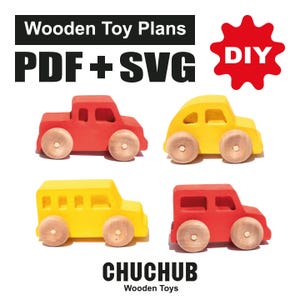 Wooden Car Set, Wooden Bus, Wooden Toy Plans, Download PDF + SVG