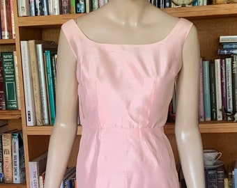 Vintage dress / handmade/ sixties / 60’s fashion / Mary Quant / full length dress / pink silk /swinging sixties