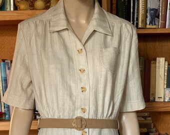 1930s dress / OOAK / dress / classic / thirties / stripe / shirt maker / 30s / vintage style / 1930s dress / linen / 30s / 1930s style
