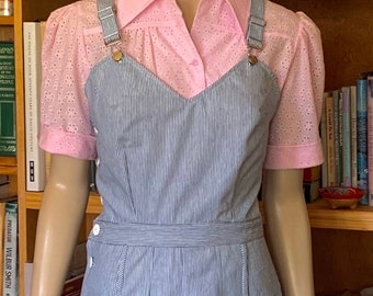 1940s WWII Vintage style Overalls /  Cute and Comfortable / Engineer stripe / forties / handmade / 40s / 1940s / denim / classic / overalls