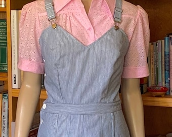 1940s WWII Vintage style Overalls /  Cute and Comfortable / Engineer stripe / forties / handmade / 40s / 1940s / denim / classic / overalls