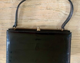 Vintage handbag  / handbag / black patent leather / 1950s / fifties / vintage / classic/ sixties original / sixties / circa 50s/60s /