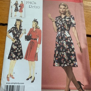 1940s retro pattern / forties fashion / sewing pattern / 1940s / Simplicity pattern  / 40s / new uncut/ forties / WW11