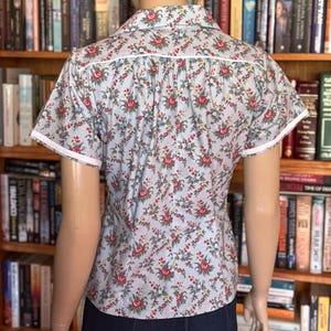 Lorraine 1940s Western Blouse Blue - Made to Order