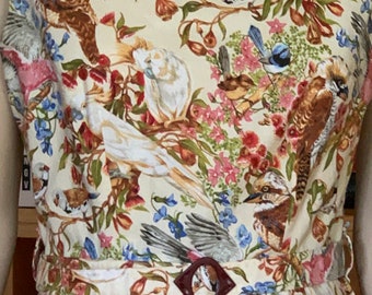 1950's CLASSIC Sheath Dress / preloved / Australian birds / fifties / handmade / cotton / vintage reproduction / OOAK