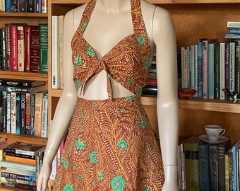 1940's SWIMSUIT  / handmade / cotton  fabric / Kaffe Fassett  /  forties / classic / summer / OOAK / WW11 / 40s pattern / beach wear/ 40s