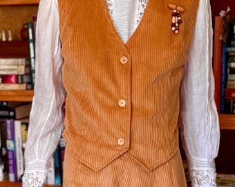 1930er Jahre Cordhose / Weste / 30&#39;s / handmade / Baumwolle / Hose / Strandhose / senf / Ensemble