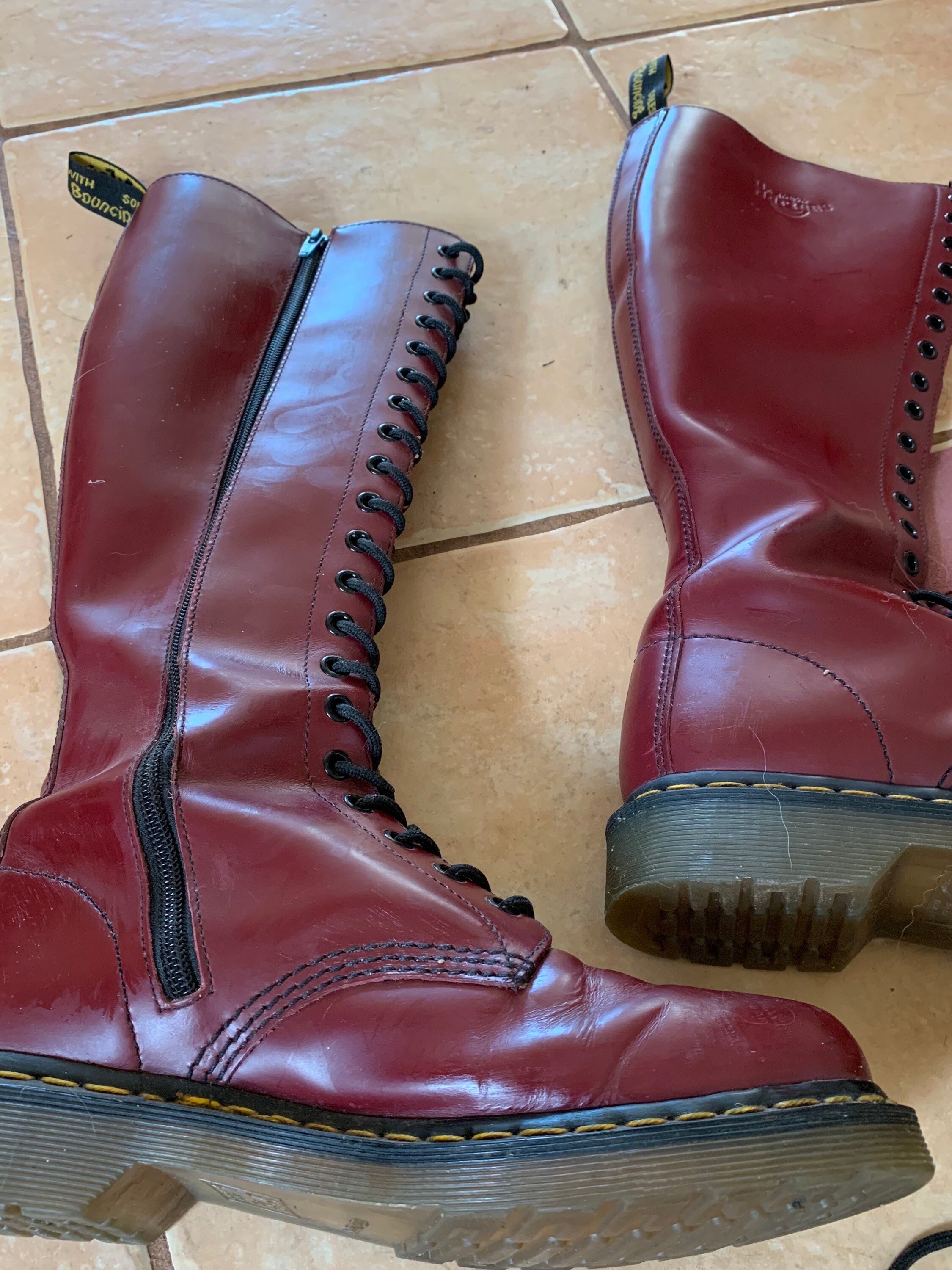 maroon canvas doc martens