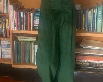 1930's Style  Cuffed Pants / thirties /corduroy/ handmade / OOAK / 30s / 40s / forest green  / thirties / Kathryn Hepburn