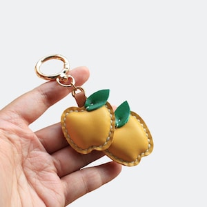 Leather Bag Charm | Fruit Leather Keychain | Cherry Bag Charm | Apple Fruit Bag Charm  | Lemon Bag Charm | Bag Accessories.