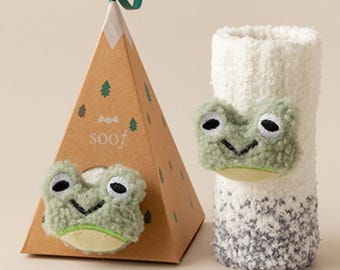 Mysiga julstrumpor | Fluffiga varma strumpor som present | Luddiga djurstrumpor | Mjuka och varma vinterstrumpor | Söt julklapp.