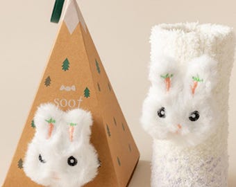 Mysiga julstrumpor | Fluffiga varma strumpor som present | Luddiga djurstrumpor | Mjuka och varma vinterstrumpor | Söt julklapp.