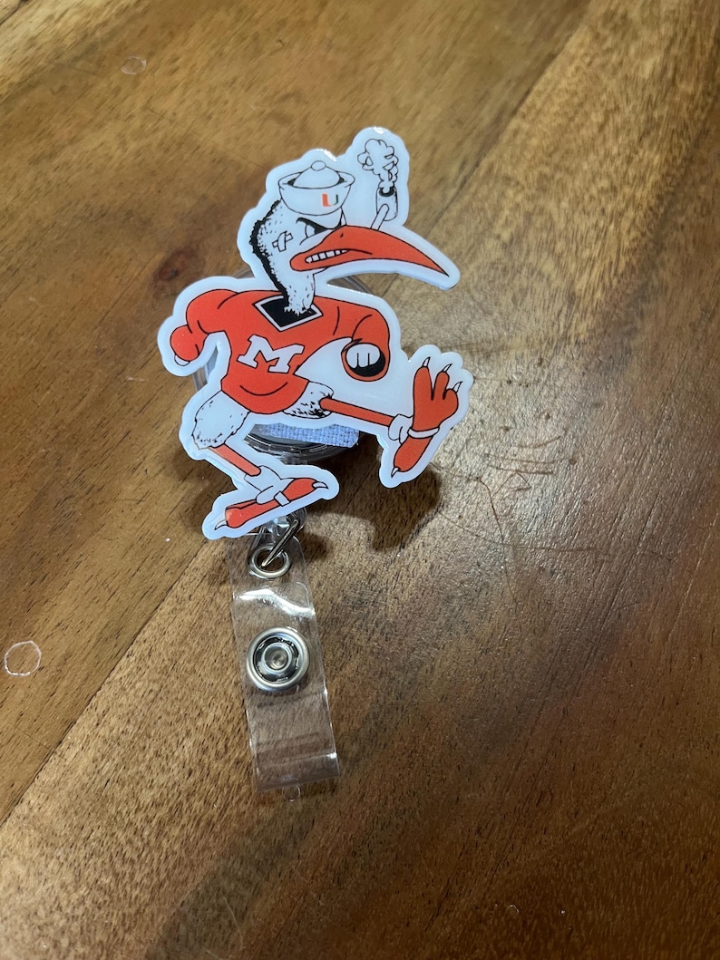 Sports Badge Reel, Miami Badge Reel, Hurricanes Badge, Heat Cardholder, Gators ID Holder, Interchangeable, Basketball, Football, Medical image 5