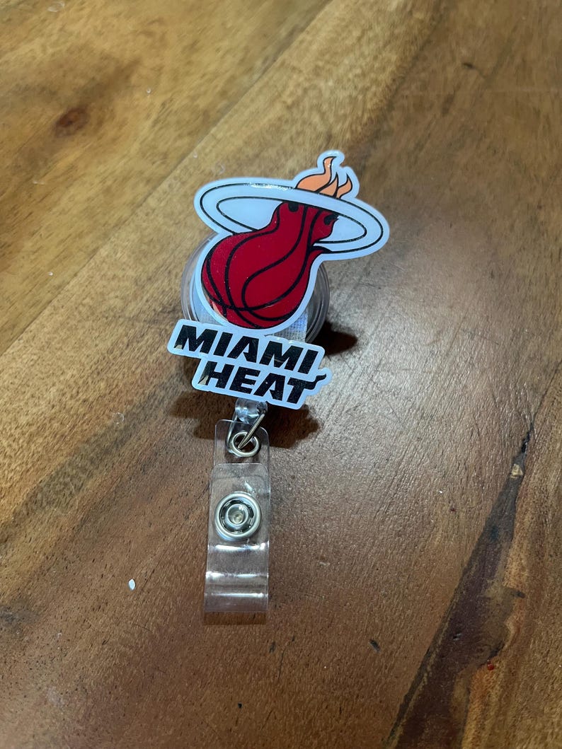 Sports Badge Reel, Miami Badge Reel, Hurricanes Badge, Heat Cardholder, Gators ID Holder, Interchangeable, Basketball, Football, Medical image 7