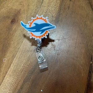 Sports Badge Reel, Miami Badge Reel, Hurricanes Badge, Heat Cardholder, Gators ID Holder, Interchangeable, Basketball, Football, Medical image 6
