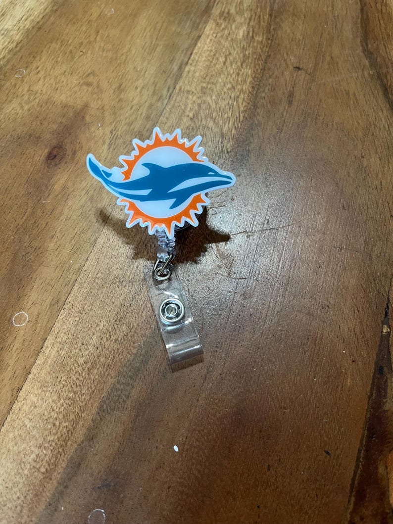 Sports Badge Reel, Miami Badge Reel, Hurricanes Badge, Heat Cardholder, Gators ID Holder, Interchangeable, Basketball, Football, Medical image 6