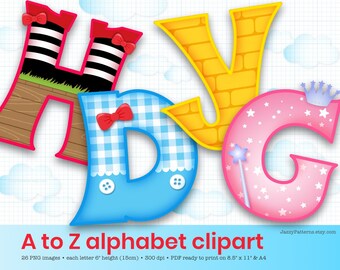 Wizard of Oz alphabet letters clipart for party, classroom or nursery decor, printable instant download