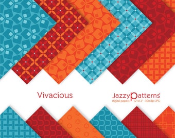 Vivacious digital papers for scrapbooking, cards, invitations, tags, instant download