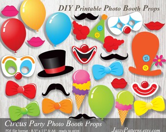 Circus Photo Booth Props Printable
