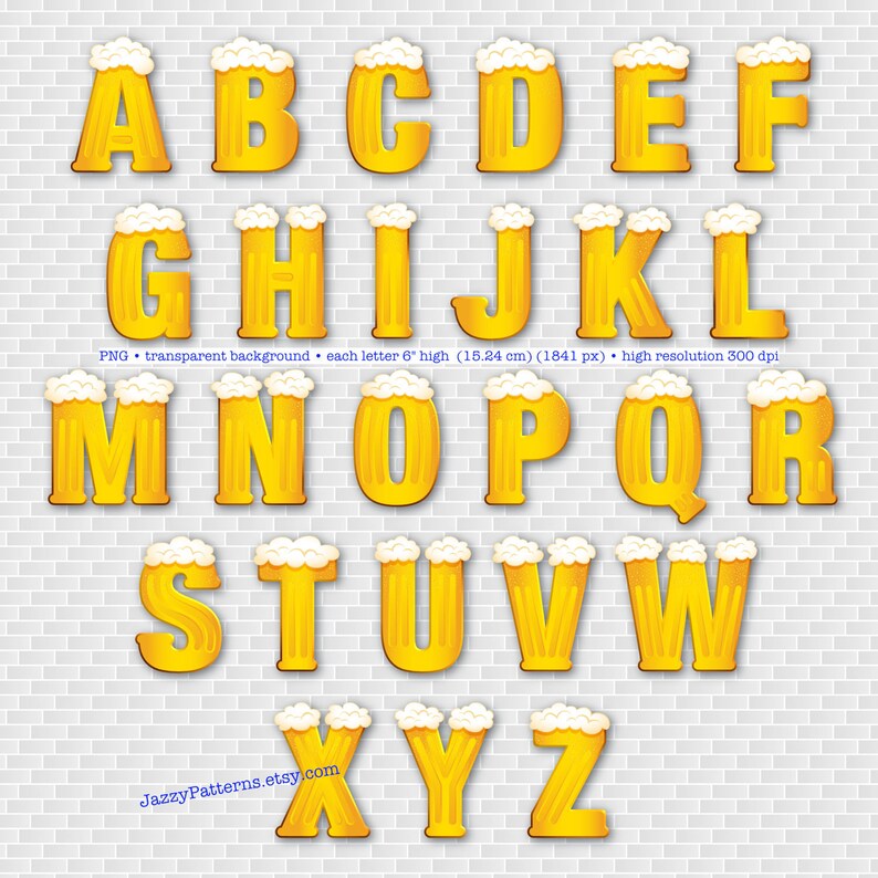 Beer Mug Alphabet Letters Clipart Perfect for Octoberfest Etsy