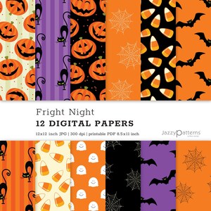 Halloween Digital Papers: Orange, Black, Purple (Digital Download)