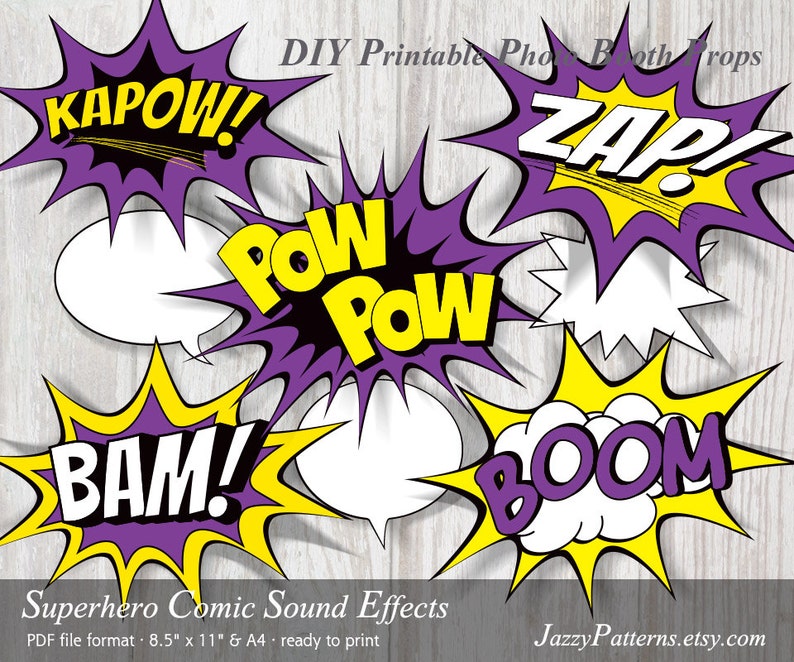 11 Photo Booth Props Batman Boom Yellow and Black 2102D DIY
