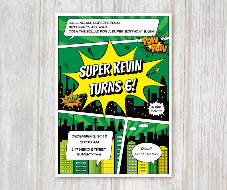 SuperheldenGeburtstagsEinladung ComicBuchStil einladen Etsy