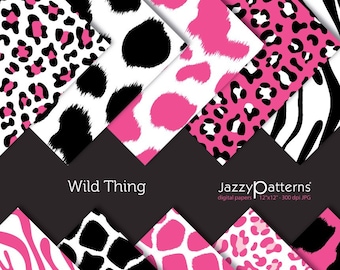 Digital paper pack animal prints Wild Thing DP061 instant download