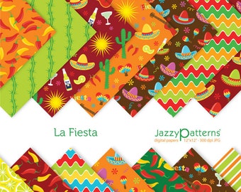 Fiesta digital papers mexican Cinco de Mayo instant download DP082