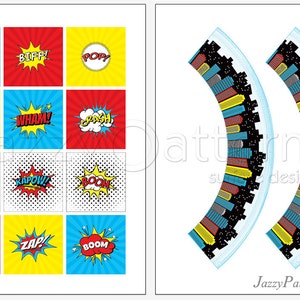 DIY Superhero Party Printable Cupcake Toppers and Wrappers Comic Book ...