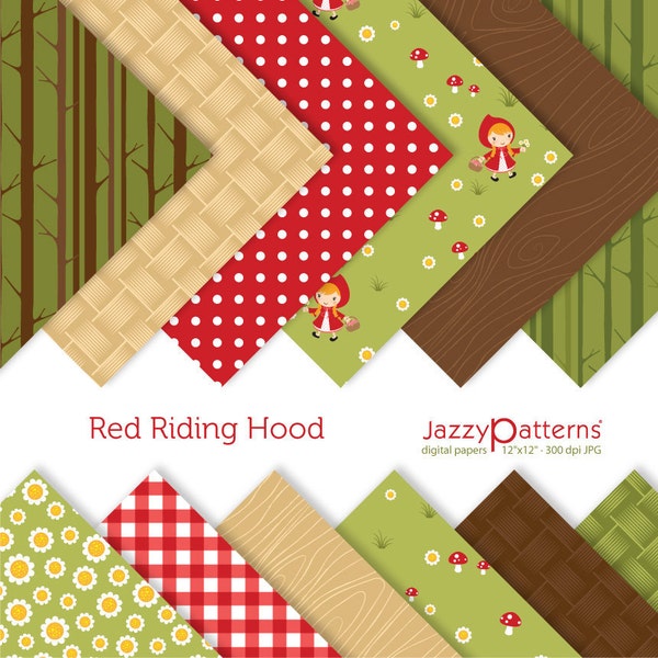 Red Riding Hood digital papers pack for scrapbooking DP093 instant download