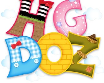 Alfabeto prediseñado del Mago de Oz, letras mayúsculas de la A a la Z, descarga instantánea imprimible