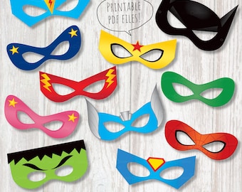 Máscara de superhéroe imprimible, disfraz infantil DIY, descarga digital PDF