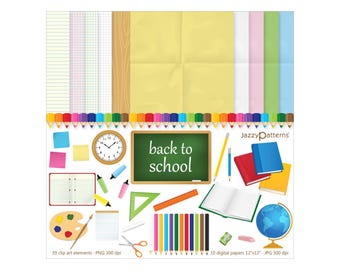 Imágenes prediseñadas y documentos digitales de regreso a clases, descarga instantánea