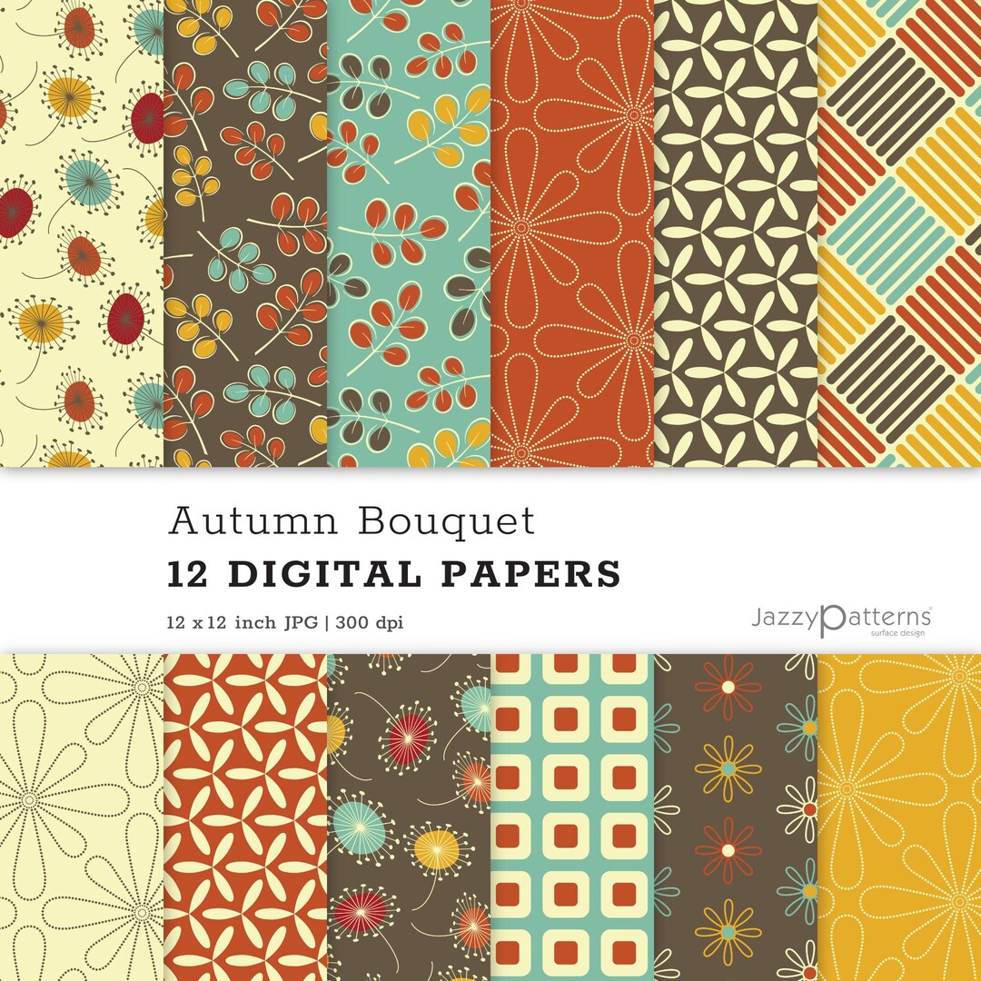 Autumn Floral Digital Papers: Earthy Colors (digital Download) - Etsy