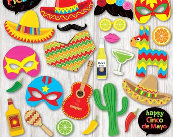 Printable fiesta photo booth props, Cinco de Mayo decor, digital download