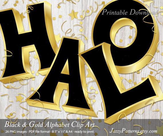 black and gold glamour digital alphabet for classroom decor etsy