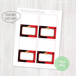 Tischkarten zum Ausdrucken in Rot und Schwarz zum Ausdrucken, Tischkarten zum Ausdrucken