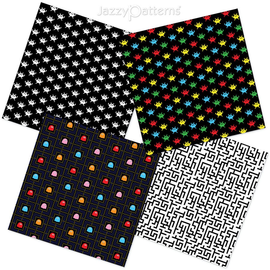 Geek Power Digital Papers Nerdy Video Game Backgrounds for | Etsy