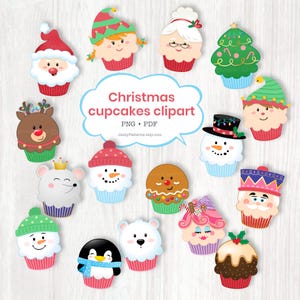 Clipart de petits gâteaux de Noël pour la décoration des fêtes, autocollants pour étiquettes cadeaux, travaux manuels en papier et tenue d'un journal, téléchargement immédiat