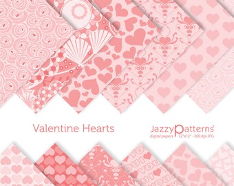 Papeles digitales de San Valentín en tonos rosa, descarga instantánea