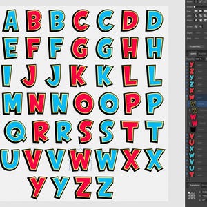 Superhero printable letters, comic uppercase A to Z, digital download, vector SVG, PNG, PDF image 6