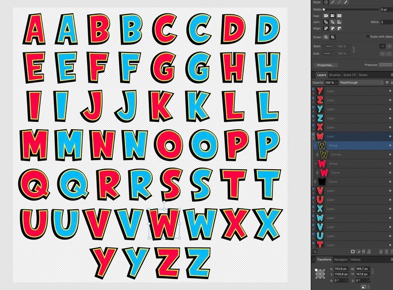 Superhero printable letters, comic uppercase A to Z, digital download, vector SVG, PNG, PDF image 6