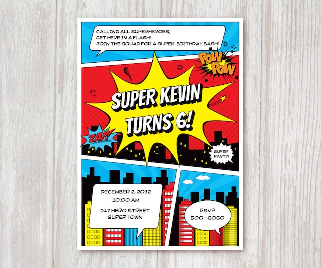 superhero birthday invitation printable party invitation comic party invitation pdf