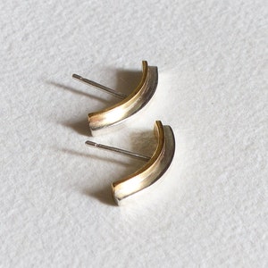 Mini Two-Tone Suspender Earrings - Minimalist sterling silver (925) and brass suspender earrings