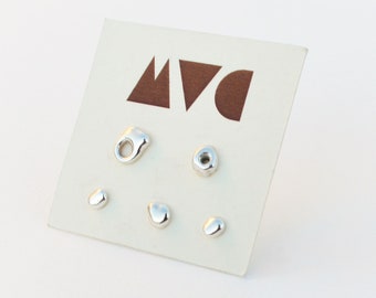 Zero Waste Mixed Shapes studs combo - Niet-overeenkomende sterling zilveren oorknopjesset