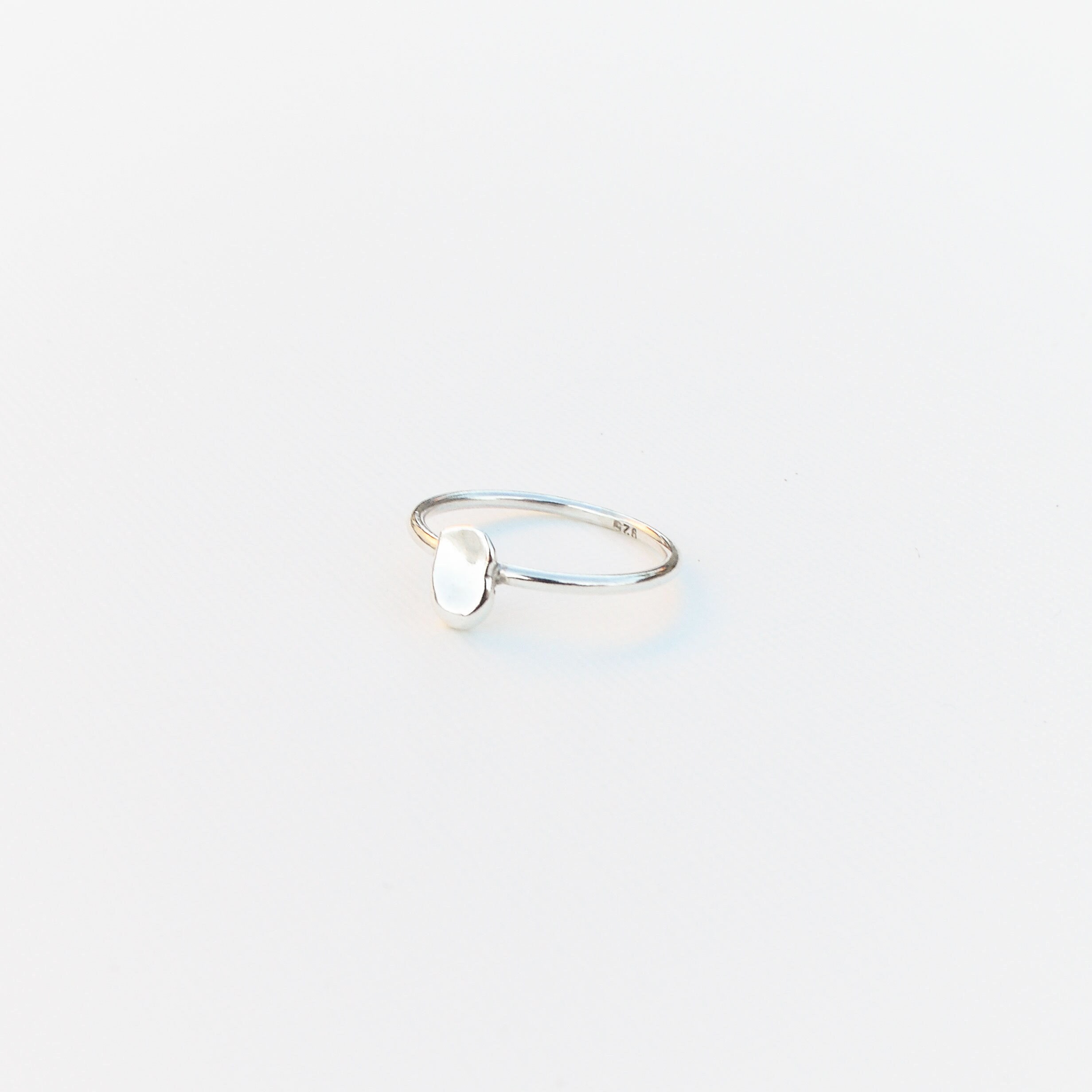 【EEUN】Silver Drop ring Zero Waste Drop Ring - Organic Stackable Sterling Silver