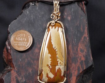 Owyhee Jasper Pendant, Wire Wrapped Stone